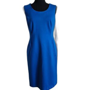 Lands' End Blue Bodycon Knee Length Dress with long Back Zipper and 2 Pockets